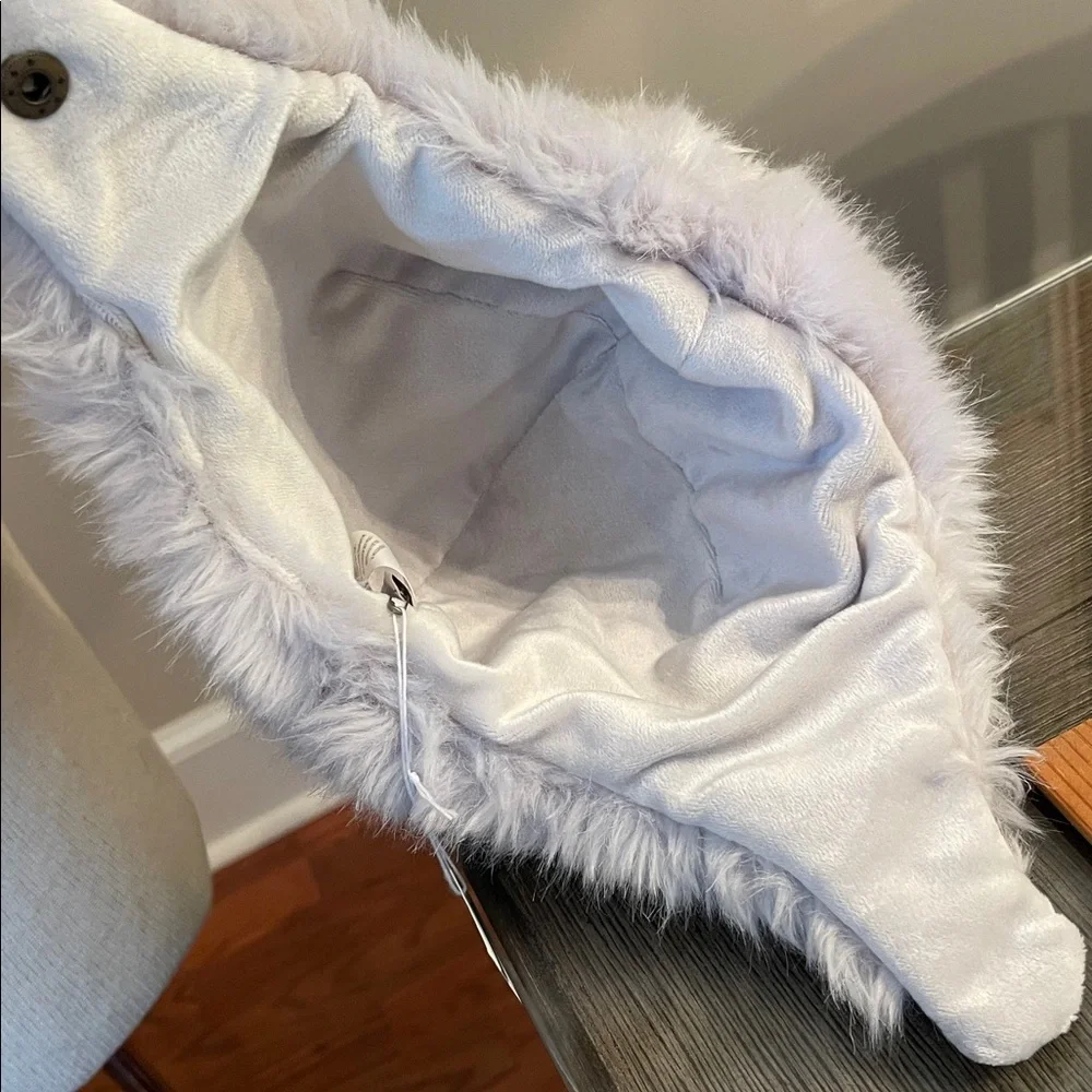 Restoration Hardware LUXE Fur Baby Animal Hood - Grey - 12 Months NWT